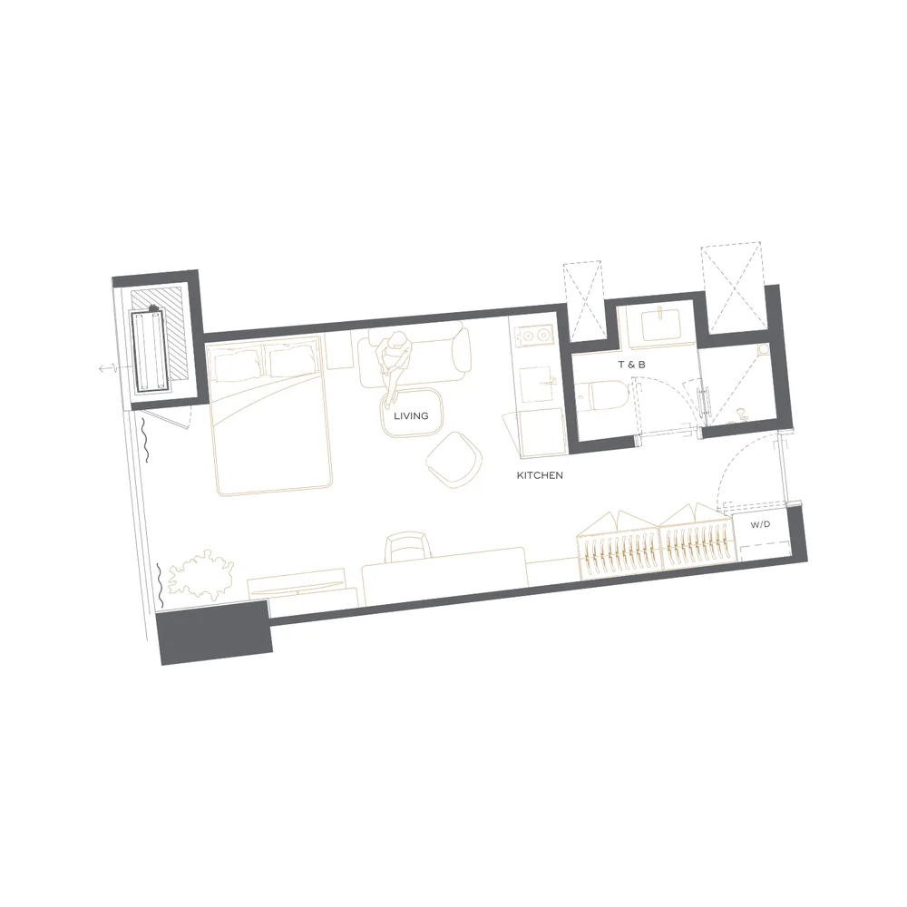 Floor plan, Studio Residence, 35 sqm, Unit 06