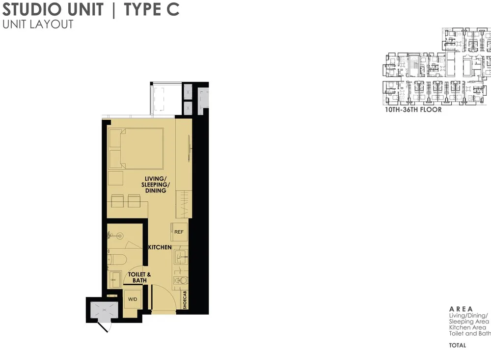 Floor plan, Studio Unit, Type C, 24.08 sqm — representative layout